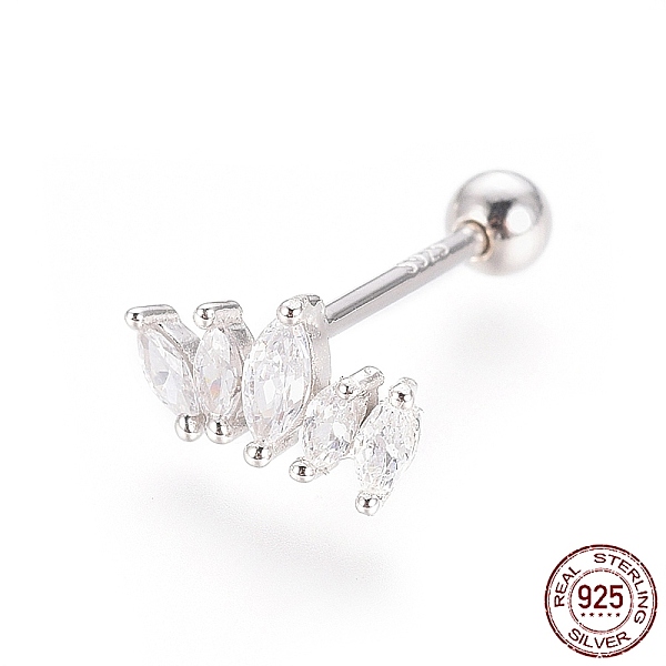 

PandaHall Rhodium Plated 925 Sterling Silver Barbell Cartilage Earrings, Screw Back Earrings, with Micro Pave Clear Cubic Zirconia, with 925...