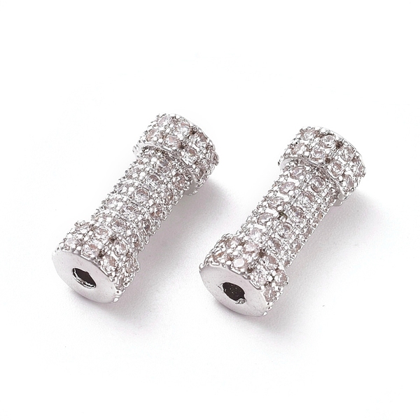 

PandaHall Brass Micro Pave Clear Cubic Zirconia Beads, Tube, Platinum, 14x6mm, Hole: 1mm Brass+Cubic Zirconia Tube Clear