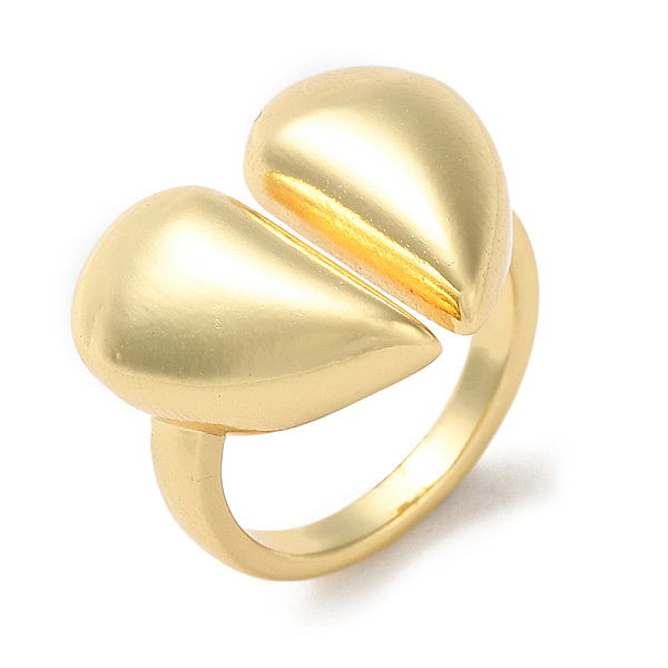 

PandaHall Rack Plating Heart Brass Open Cuff Ring for Women, Cadmium Free & Lead Free, Real 18K Gold Plated, Adjustable Brass Heart