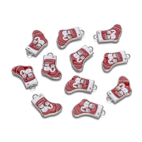 

PandaHall Alloy Enamel Pendants, Christmas Stockings Charms for Holiday Jewelry Making, Lead Free and Cadmium Free, Platinum Metal Color..., Pink