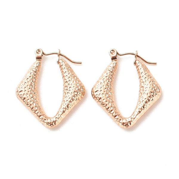 

PandaHall Ion Plating(IP) 304 Stainless Steel Chunky Rhombus Hoop Earrings for Women, Rose Gold, 25x22mm, Pin: 0.8mm 304 Stainless Steel...