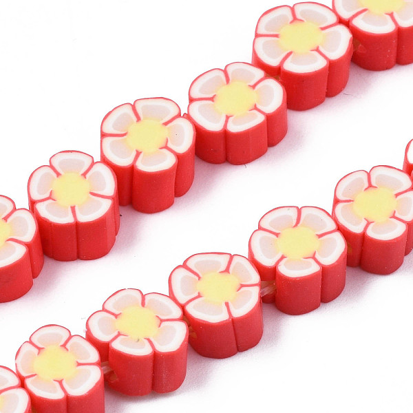

PandaHall Handmade Polymer Clay Bead Strands, Flower, Red, 6.5~10x7~10.5x4~5mm, Hole: 1.6mm, about 40pcs/strand, 11.61 inch~13.19 inch...