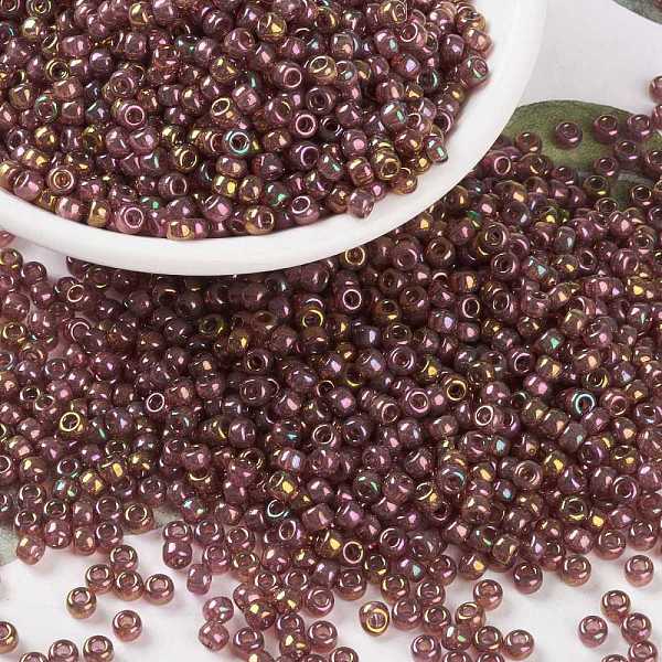 

PandaHall MIYUKI Round Rocailles Beads, Japanese Seed Beads, (RR301) Dark Topaz Rainbow Gold Luster, 8/0, 3mm, Hole: 1mm, about..., Brown