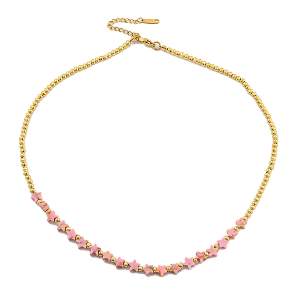 

PandaHall Synthetic Imperial Jasper Beaded Necklaces, Brass Beads Necklaces, Star, 15.55~15.94 inch(39.4~40.5cm) Imperial Jasper Star