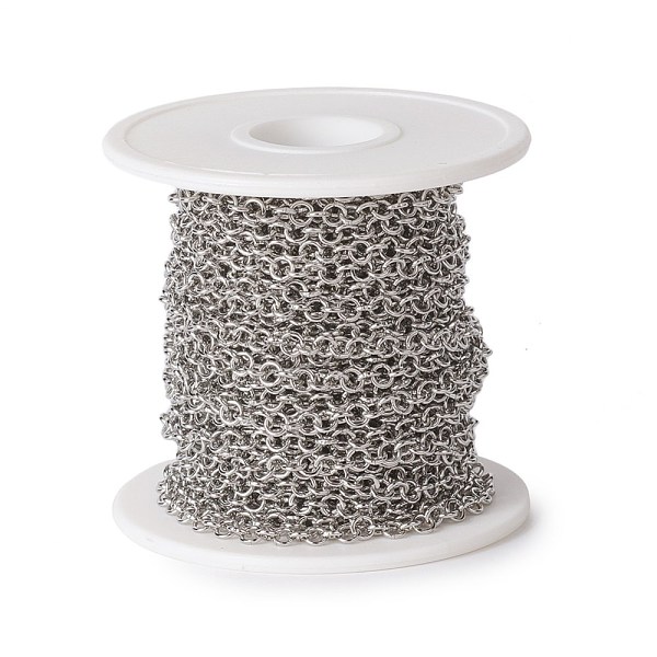 

PandaHall 304 Stainless Steel Rolo Chains, Belcher Chain, with Spool, Unwelded, Stainless Steel Color, 4x0.8mm, about 32.8 Feet(10m)/roll...