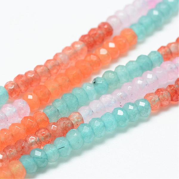 

PandaHall Natural White Jade Bead Strands, Dyed, Faceted, Rondelle, Colorful, 4~5x3mm, Hole: 0.5mm, about 115~120pcs/strand, 13.39~13.98...