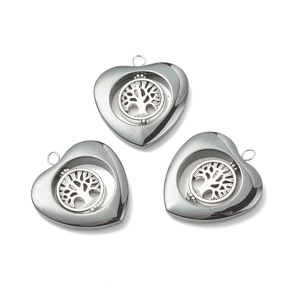

PandaHall Non-magnetic Synthetic Hematite Pendants, with Alloy Findings, Heart with Tree, Antique Silver, 39x36x6.5mm, Hole: 4mm...