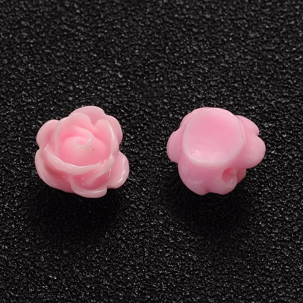 

PandaHall Opaque Resin Beads, Rose Flower, Hot Pink, 9x7mm, Hole: 1mm Resin Flower Pink