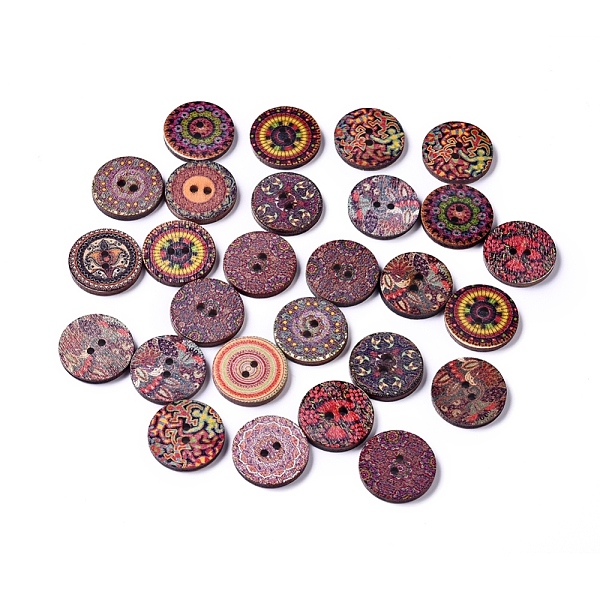 

PandaHall Printed Poplar Wood Buttons, 2-Hole, Dyed, Flat Round with Flower Pattern, Mixed Color, 19.5x2.5mm, Hole: 1.8mm Wood Flat Round..., Multicolor