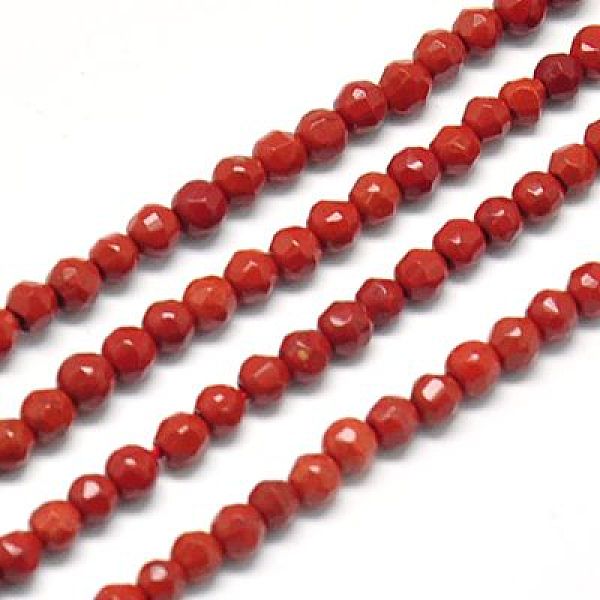 

PandaHall Natural Red Jasper Beads Strands, Faceted, Round, FireBrick, 2mm, Hole: 0.5mm Red Jasper Round Red