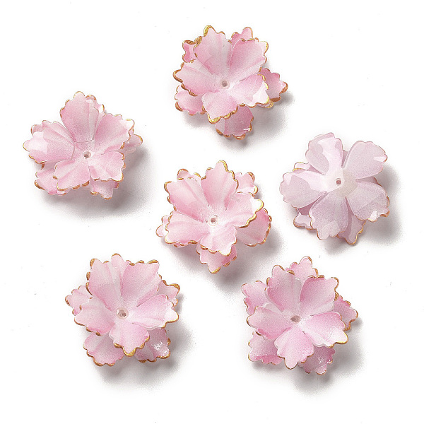 

PandaHall Golden Edge Flower Bead Cap, for DIY Jewelry Making, Pearl Pink, 30~32x10~12mm, Hole: 1~1.1mm Acrylic
