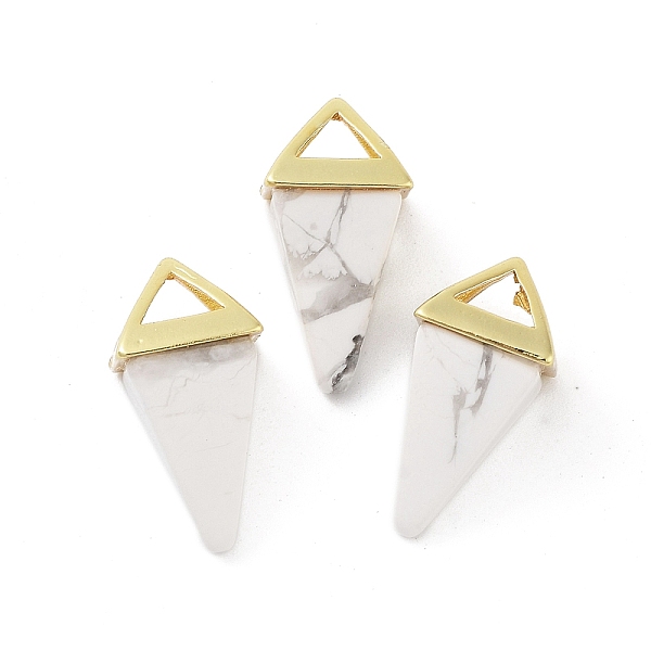 

PandaHall Natural Howlite Pendants, Triangle Charms with Golden Plated Brass Findings, 18.5mm, Hole: 2x3mm Howlite Triangle