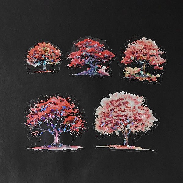 

PandaHall PET Tree Self Adhesive Decorative Stickers, Waterproof Glitter Decals for DIY Scrapbooking, Card Making, Red, 56~96x59~99.5x0.2mm...