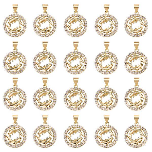 

PandaHall 20Pcs Brass Micro Pave Cubic Zirconia Pendants, with Snap on Bails, Golden, Ring with Fish, Clear, 19x16x3mm, Hole: 3x4.5mm...