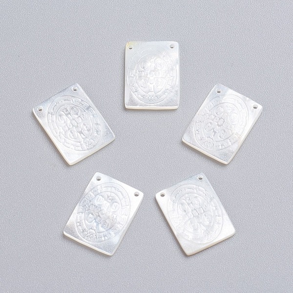 

PandaHall Natural White Shell Mother of Pearl Shell Pendants, Rectangle with Saint Benedict Medal, 16x12x2~2.5mm, Hole: 0.9mm White Shell...