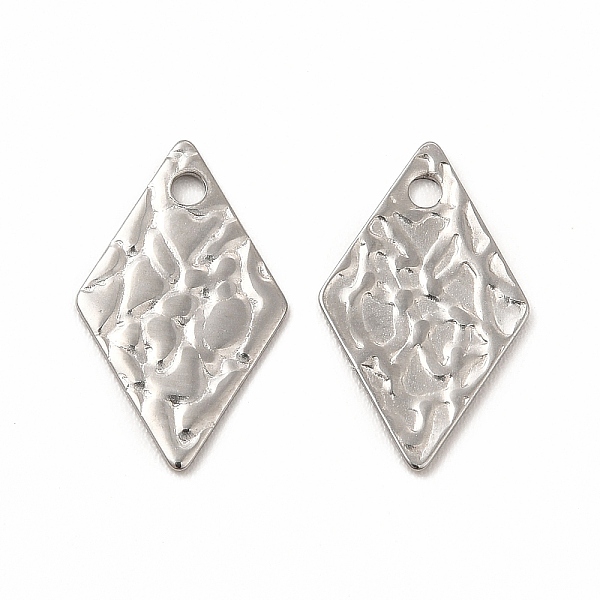 

PandaHall 304 Stainless Steel Pendants, Textured, Rhombus, Stainless Steel Color, 16x9.5x0.6mm, Hole: 1.4mm 304 Stainless Steel Rhombus