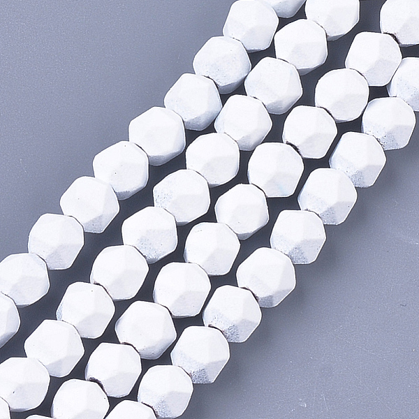 

PandaHall Spray Painted Non-magnetic Synthetic Hematite Beads Strands, Star Cut Round Beads, Faceted, White, 6x6x6mm, Hole: 0.8mm, about...
