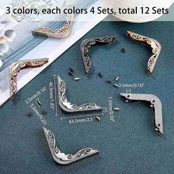 

PandaHall Zinc Alloy Bag Corner Protectors, with Iron Screws, For Bag Decoration, Cadmium Free & Lead Free, Mixed Color, 46.5x63.5x7.5mm...