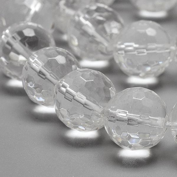

PandaHall Grade AB Natural Quartz Crystal Beads Strands, Rock Crystal Beads, Faceted Round, 12~13mm, Hole: 1.5mm, about 33pcs/strand, 15.7...