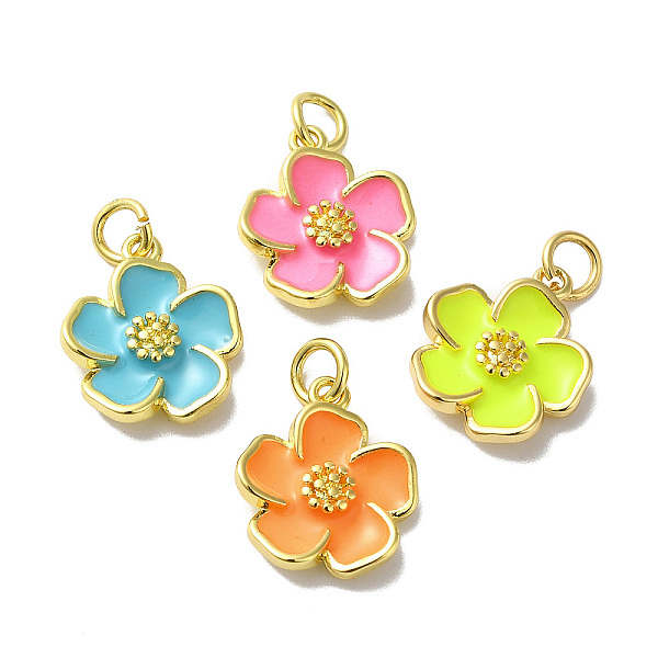 

PandaHall Rack Plating Brass Enamel Charms, Lead Free & Cadmium Free, with Jump RIng, Real 18K Gold Plated, Long-Lasting Plated, Flower..., Multicolor