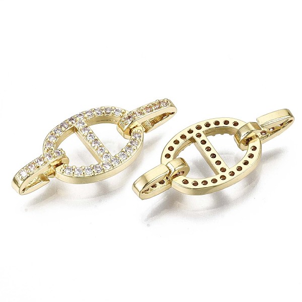 

PandaHall Real 16K Gold Plated Brass Micro Pave Cubic Zirconia Links Connectors, Cadmium Free & Nickel Free & Lead Free, Oval, Clear...