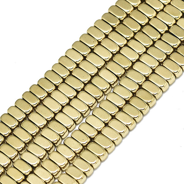 

PandaHall Electroplate Non-magnetic Synthetic Hematite Beads Strands, Rectangle, Real 18K Gold Plated, 2x4x2mm, Hole: 0.8mm, about...