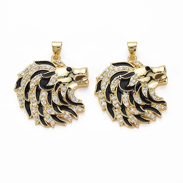 

PandaHall Brass Micro Pave Clear Cubic Zirconia Pendants, with Enamel, Nickel Free, Wolf, Real 18K Gold Plated, 26.5x26x5mm, Hole: 3x5mm...