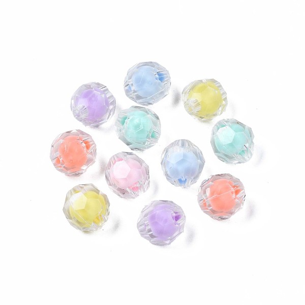 

PandaHall Transparent Acrylic Beads, Bead in Bead, Round, Mixed Color, 10x9mm, Hole: 2mm, about 1000pcs/500g Acrylic Round Multicolor