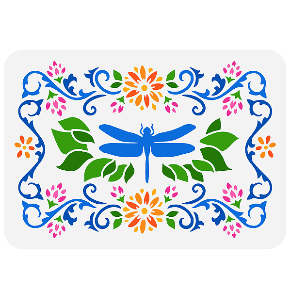 

PandaHall FINGERINSPIRE Dragonfly Stencil 11.7x8.3 inch Flower Border Frames Template Plastic Dragonfly Flowers Leaves Pattern Stencils...