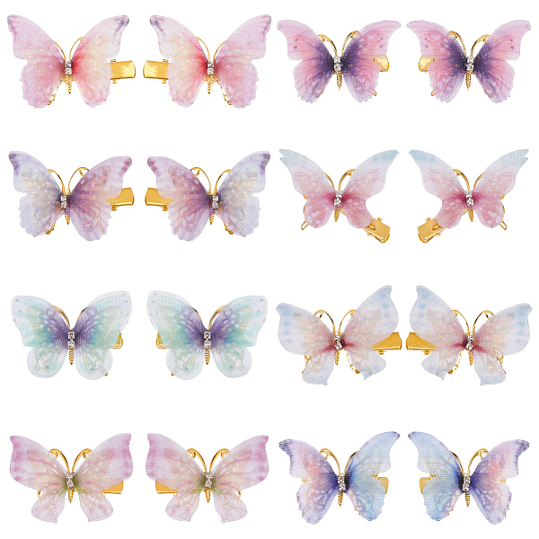 

PandaHall CRASPIRE Butterfly Hair Clips 16pcs Mini Hair Clips 8 Style Small Hair Claw Clips Pastel Hair Clips with Double Layers Tulle..., Multicolor