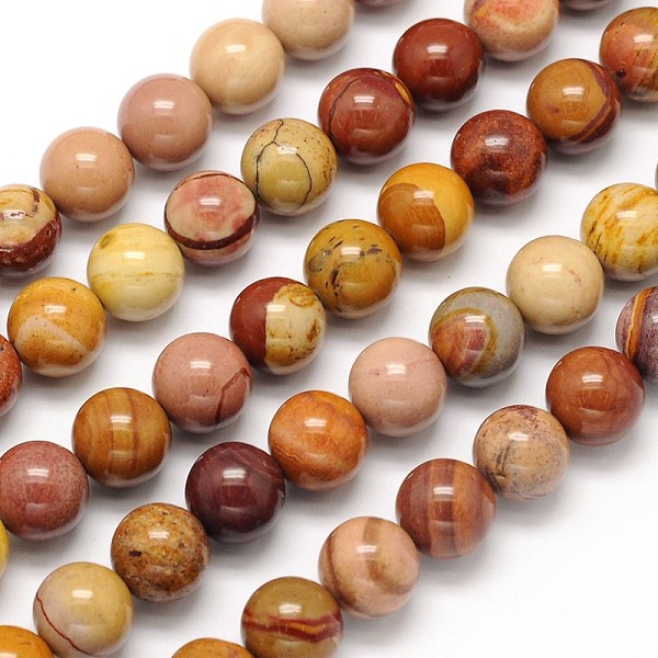 Natural Mookaite Round Bead Strands