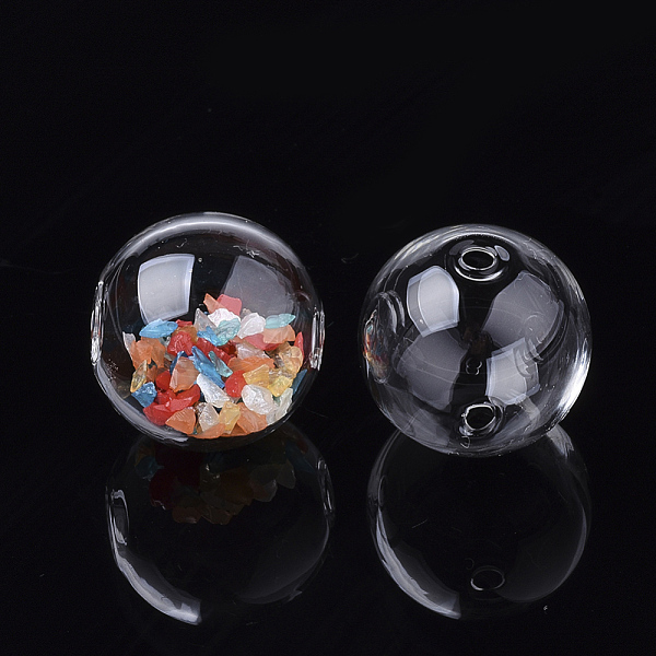 PandaHall Handmade Blown Glass Globe Beads, Round, Clear, 9.5~10x9mm, Hole: 1.5~2.5mm Glass Round Clear