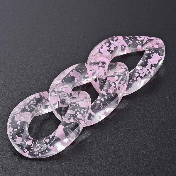 

PandaHall Transparent Acrylic Linking Rings, Quick Link Connectors, for Curb Chains Making, Twist Oval, Pink, 39x29x7.5mm, Inner Diameter...