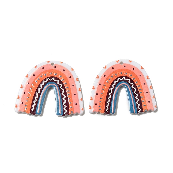 

PandaHall Cellulose Acetate(Resin) Cabochons, Rainbow, Colorful, 31x36x2.5mm, Hole: 1.8mm Cellulose Acetate Rainbow