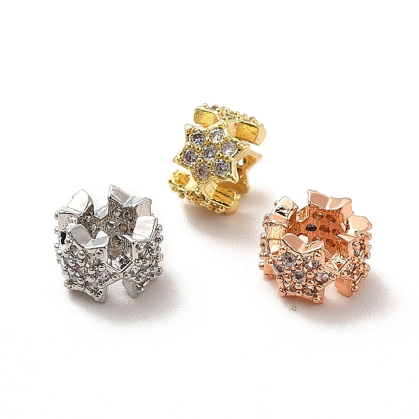 

PandaHall Rack Plating Brass Micro Pave Cubic Zirconia Beads, Long-Lasting Plated, Cadmium Free & Lead Free, Column with Snowflake, Mixed..., Clear