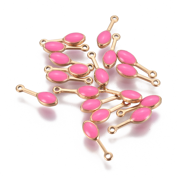 

PandaHall Ion Plating(IP) 304 Stainless Steel Enamel Charms, Teardrop, Golden, Hot Pink, 13.5x4x3mm, Hole: 1mm Stainless Steel+Enamel...