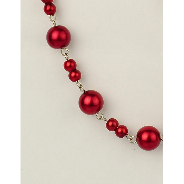 

PandaHall Handmade Round Glass Pearl Beads Chains for Necklaces Bracelets Making, with Iron Eye Pin, Unwelded, Platinum, Red, 39.3 inch...