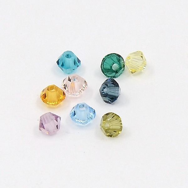 austrian crystal beads, bicone, mixed color, about 3mm long, 3mm wide, hole: 1mm