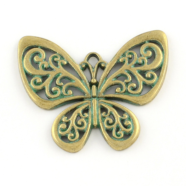 

PandaHall Butterfly Zinc Alloy Pendants, Cadmium Free & Nickel Free & Lead Free, Antique Bronze & Green Patina, 47x55.5x3mm, Hole: 3.5mm...