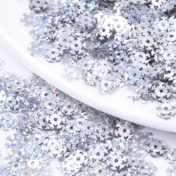 

PandaHall Ornament Accessories, PVC Plastic Paillette/Sequins Beads, AB Color, Snowflake, for Christmas, Snow, 6x0.2mm, Hole: 0.9mm, about..., White