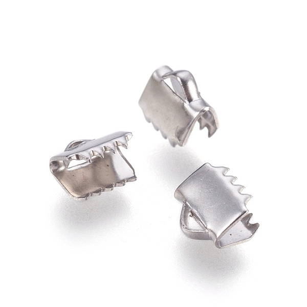 

PandaHall 304 Stainless Steel Ribbon Crimp Ends, Rectangle, Stainless Steel Color, 6x6mm, Hole: 1mm 304 Stainless Steel