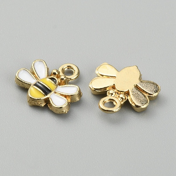 

PandaHall Alloy Enamel Charms, Bees Charms, Golden, Gold, 10x10.5x2mm, Hole: 1.4mm Alloy+Enamel Bees Gold