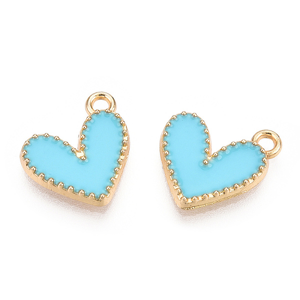 

PandaHall Alloy Enamel Charms, Cadmium Free & Nickel Free & Lead Free, Light Gold, Heart Charm, Deep Sky Blue, 14x13.5x2mm, Hole: 1.5mm...