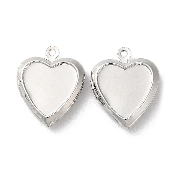 

PandaHall Rack Plating Brass Locket Pendants, Long-Lasting Plated, Heart, Platinum, 21x17x4mm, Hole: 1.5mm Brass Heart
