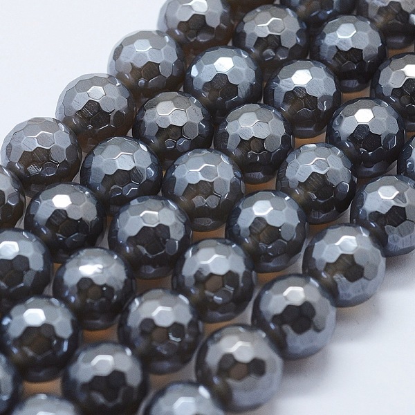 

PandaHall Electroplated Natural Agate Beads Strands, Dyed & Heated, Round, Faceted, Gray, 8mm, Hole: 1.5mm, about 47pcs/strand, 14.9 inch...