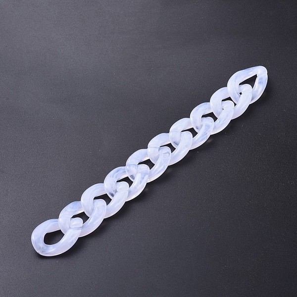 

PandaHall Acrylic Curb Chains, Unwelded, White, 39.37 inch(100cm), Link: 29x21x6mm, 1m/strand Acrylic White