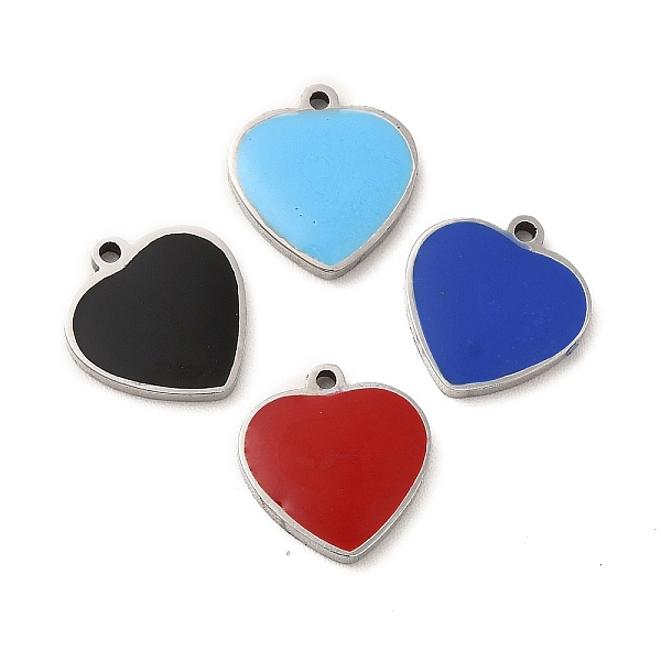 

PandaHall 304 Stainless Steel Enamel Charms, Heart Charm, Stainless Steel Color, Mixed Color, 11x11x1.4mm, Hole: 1mm Stainless Steel+Enamel..., Multicolor