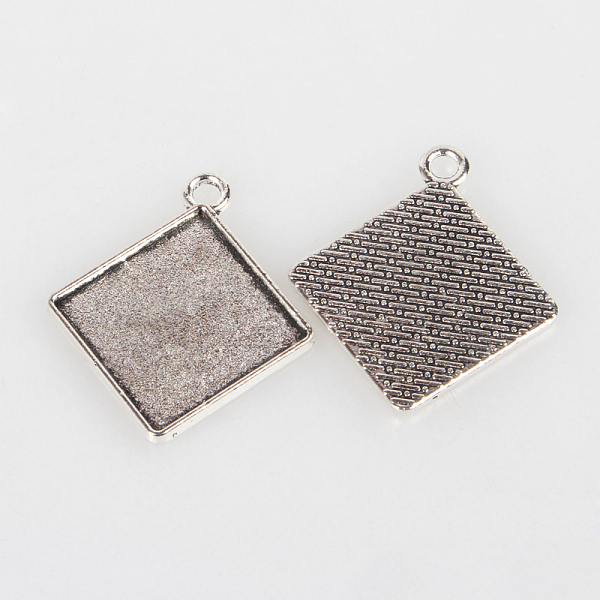 

PandaHall Vintage Tibetan Style Alloy Rhombus Pendant Cabochon Bezel Settings, Cadmium Free & Lead Free, Antique Silver, Tray Side Length...