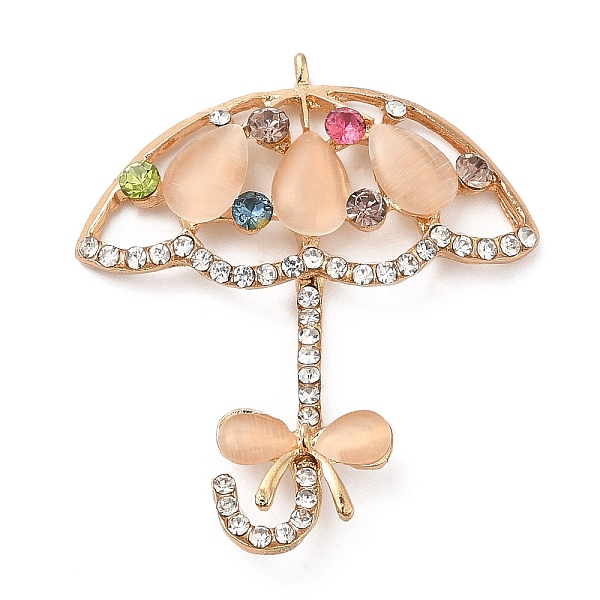 

PandaHall Alloy Rhinestone Cabochons, with Cat Eye, Umbrella, Light Gold, 48x42x6mm Alloy+Rhinestone Umbrella Multicolor