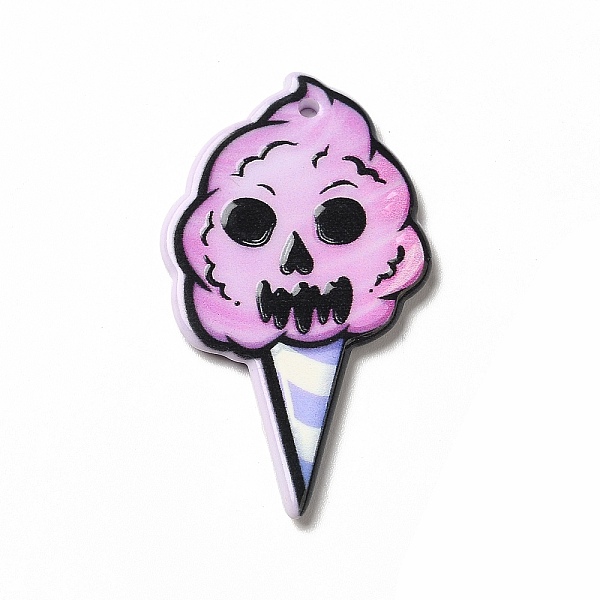 

PandaHall Double-sided Printed Acrylic Pendants, Halloween Theme, Plum, 45.5x26x2.5mm, Hole: 1.6mm Acrylic Ice Cream Purple